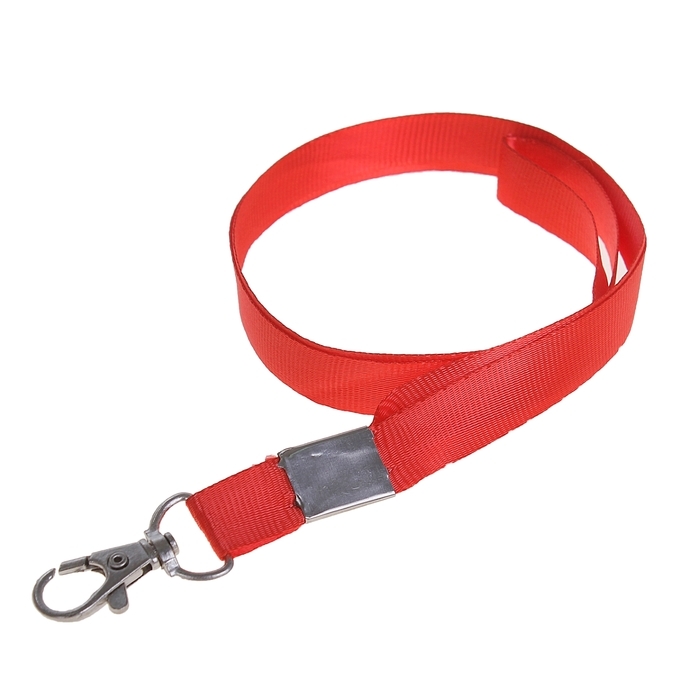 Badge tape width 15mm, length 80cm with metal snap hook RED