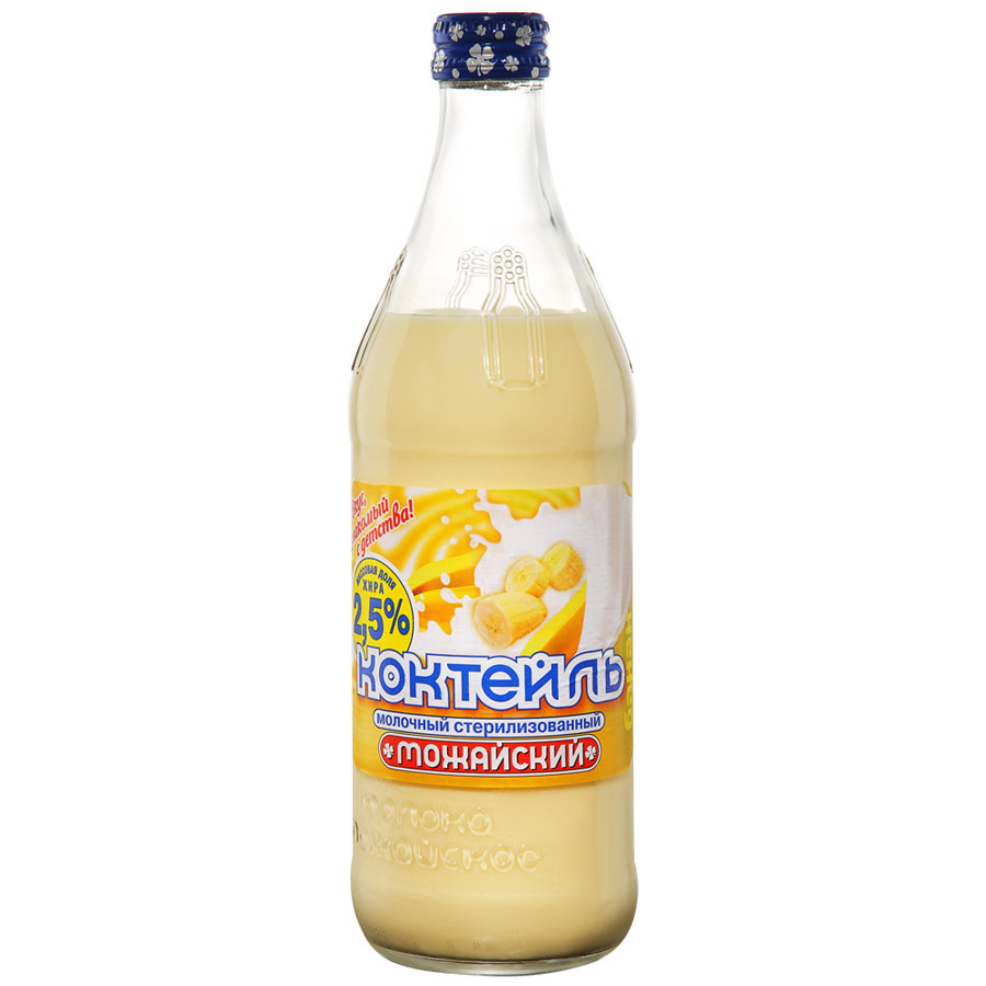 Piena kokteilis Mozhaisky sterilizēts ar banānu aromātu 2,5% 450g