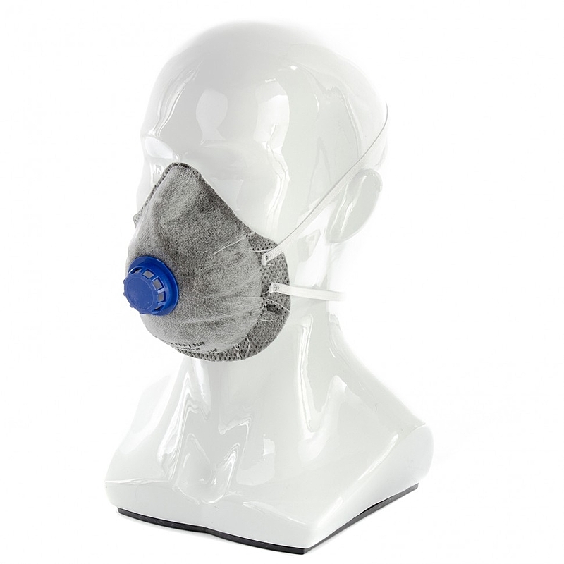 Karbon tabakalı, nefes verme valfli filtreli yarım maske (solunum cihazı), FFP1 Russia Sibrtech