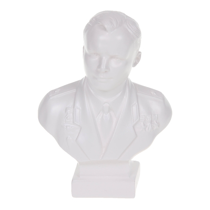 Beeldje, buste van Gagarin, wit