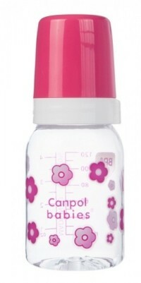Tritan pudele Canpol ar silikona knupīti (krāsa: rozā), 120 ml