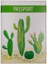 Capa para passaporte Cacti (couro) (caixa de PVC) (OK2017-11)
