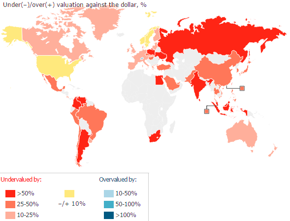 De duurste landen ter wereld op de Big Mac-index voor 2016