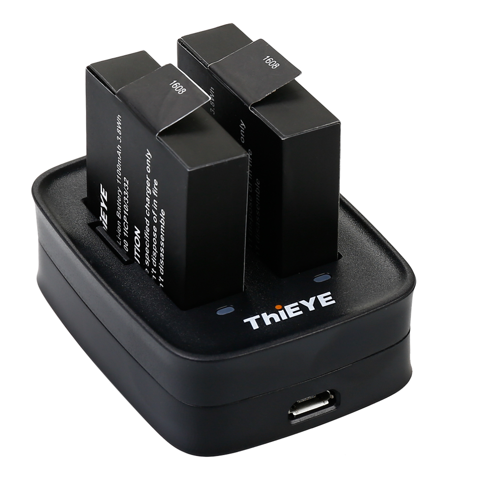 Thieye Dual Charger Battery with 1100mAh, two Li-on-Batteries Fast charge when shooting