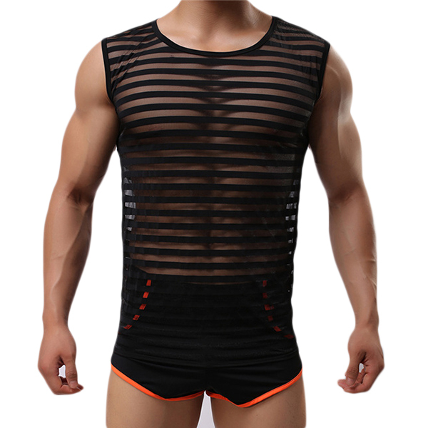 Fashion Casual Mens Sports Breathable Bodybuilding Sleeveless Fitness Tank Top Low Cut Undershirts