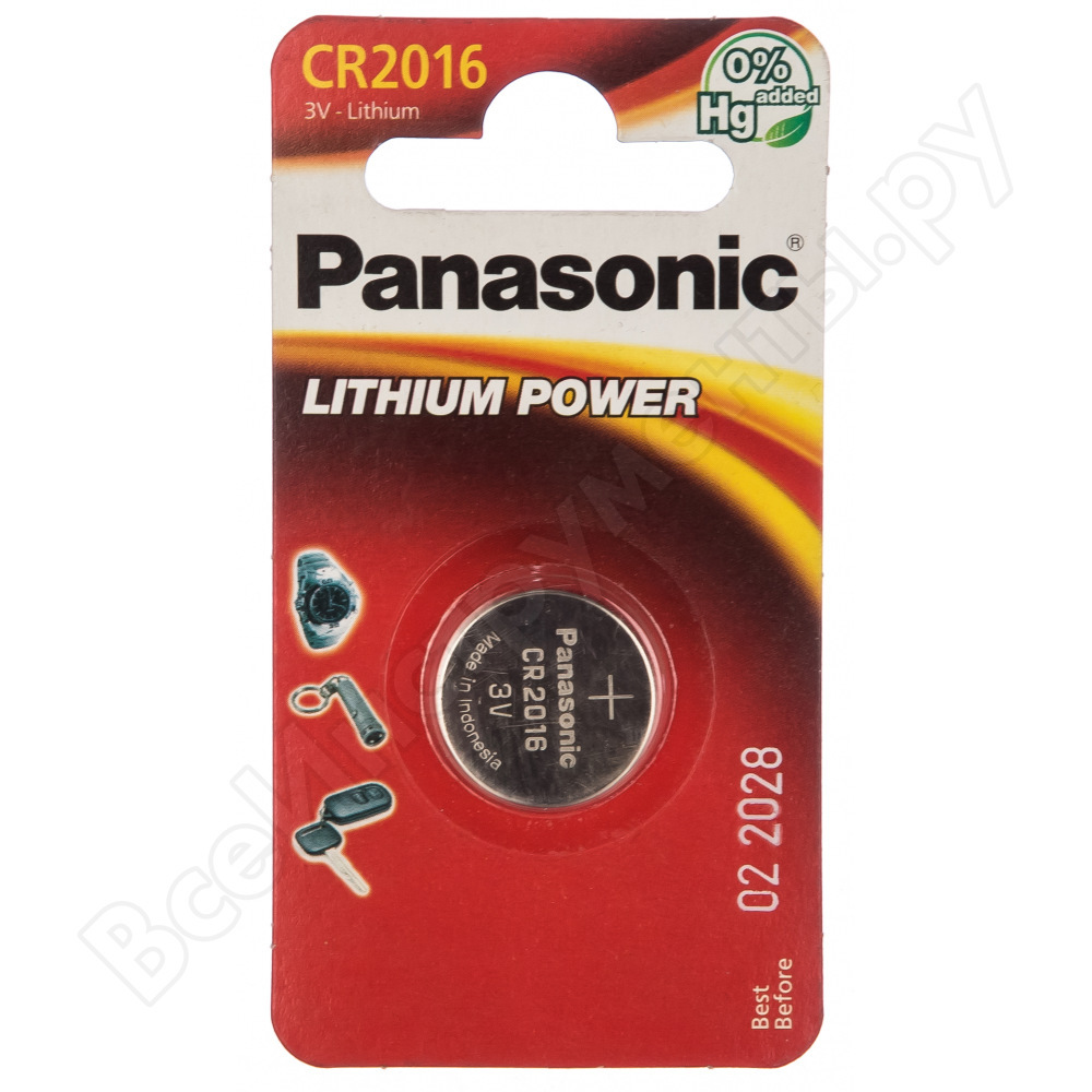Disc litiumbatteri cr2016 3v bl / 1 panasonic 5019068085114