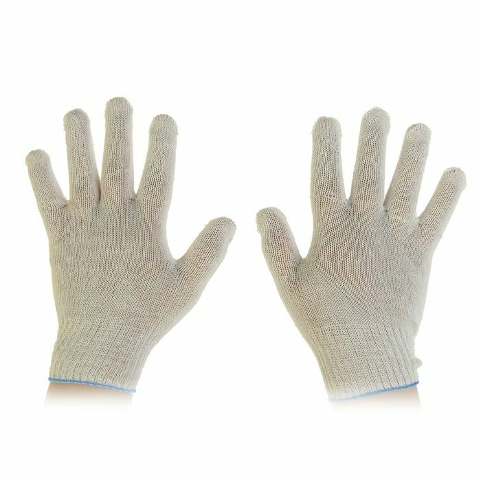Bombažne rokavice, pletenje razreda 10, 3 niti, neprevlečene, brez dimenzij, bele