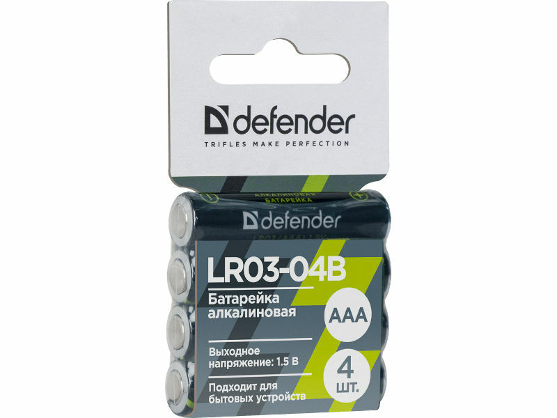 AAA-Batterie - Defender Alkaline LR03-04B (4 Stück) 56008
