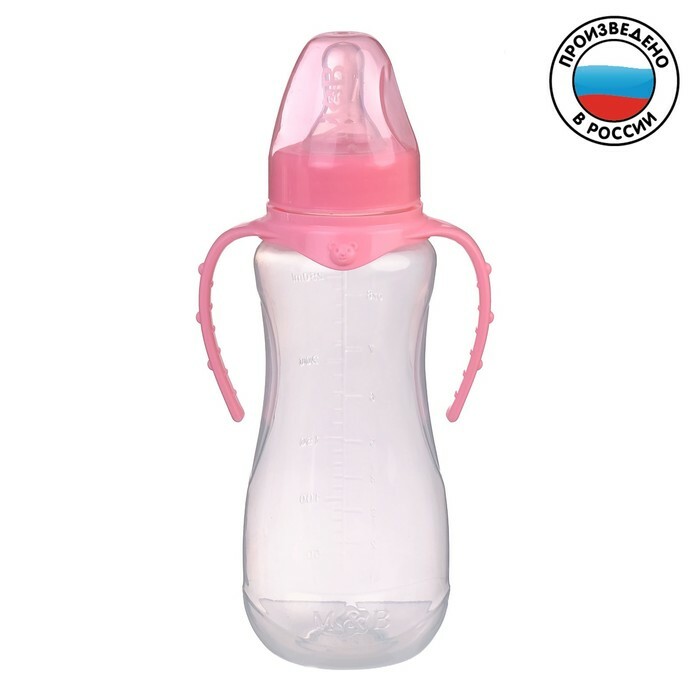 Bērnu barošanas pudele ar rokturiem, 250 ml, no 0 mēnešiem, rozā MIX krāsā