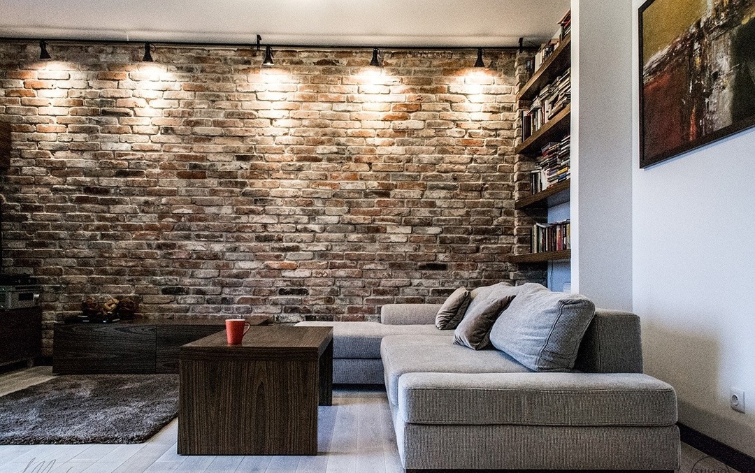 Backlighting a brick wall in the interior