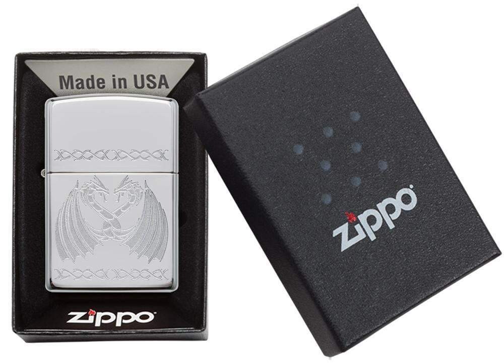 Encendedor Zippo Dancing Dragons 29988 Cromo pulido alto