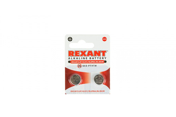 Baterija Rexant LR43 / AG12 / LR1142 / G12 / 186 / GP86A / 386 / SR43W 30-1029 (2 dalys)