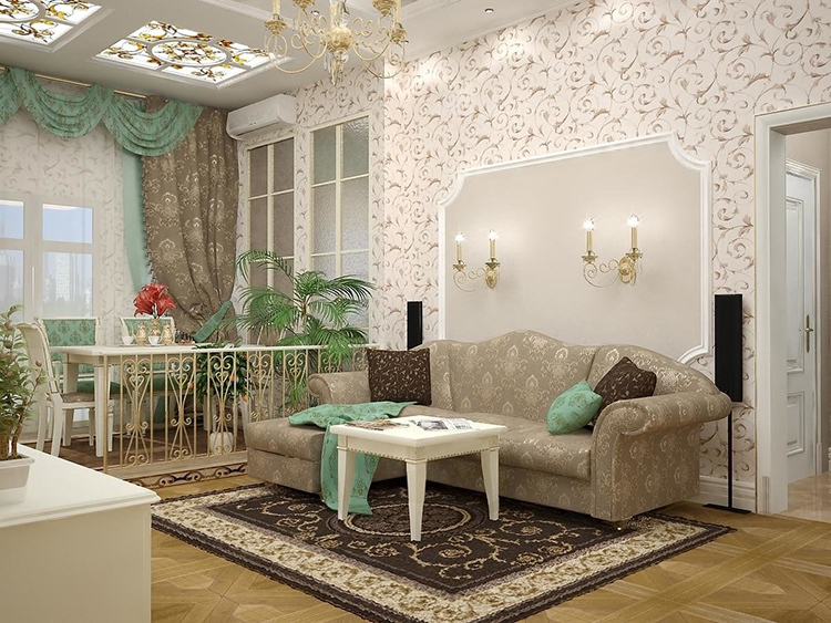 Elegáns, kifinomult és divatos: háttérképek a nappaliban, fotók a belső terekről