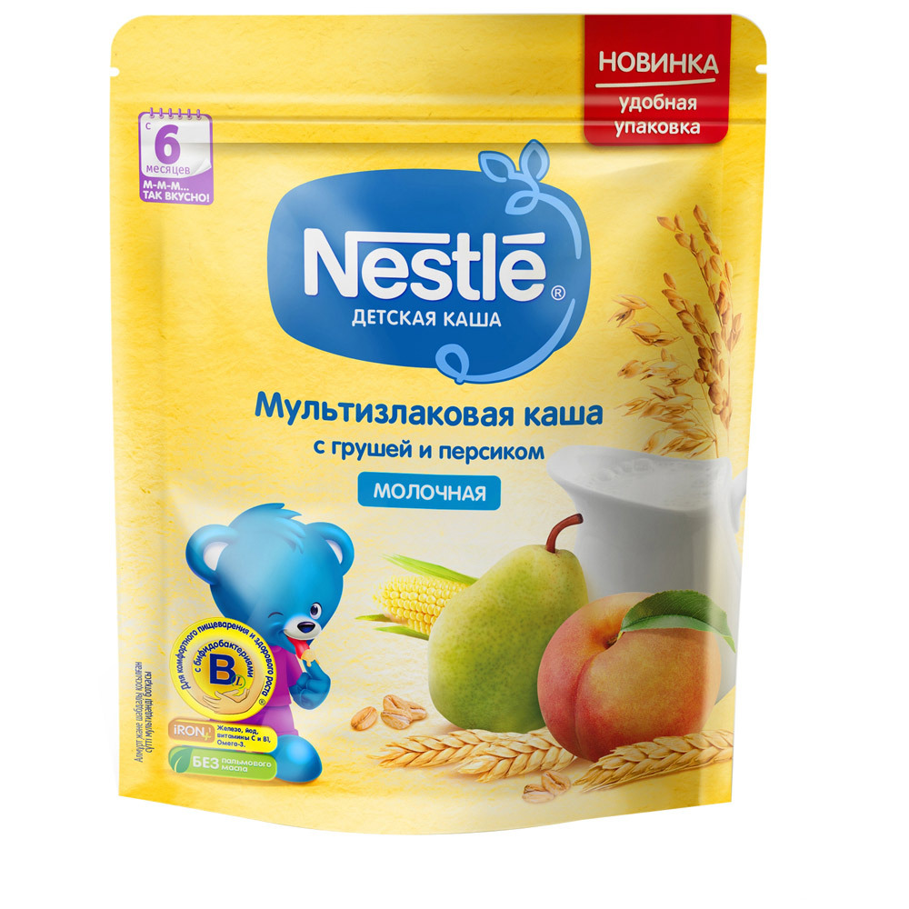 Nestle torrmjölk multigrain gröt med päron och persika 0,22 kg