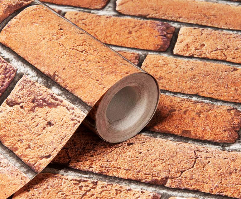 Wallpaper imitating masonry, unlike real brick, allows you to save usable space
