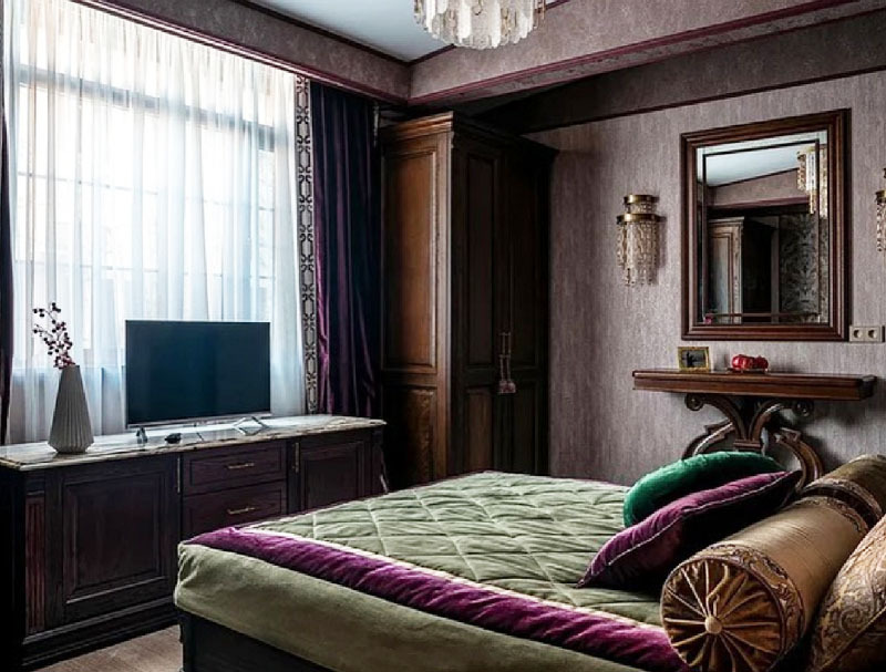Renovacija yra tiesiog prašmatni: prabangus miegamasis kaip dovana Tatjanai Tarasovai Naujiesiems metams
