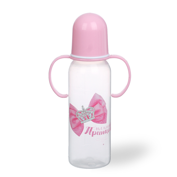 Maitinimo buteliukas " Princess" su rankenomis, 250 ml, nuo 0 mėn., Spalva rožinė