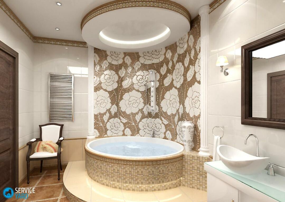 Design of the ceiling in the bathroom