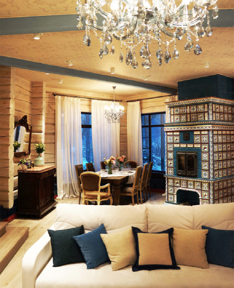 A cor das almofadas decorativas é selecionada nas cores básicas do interior