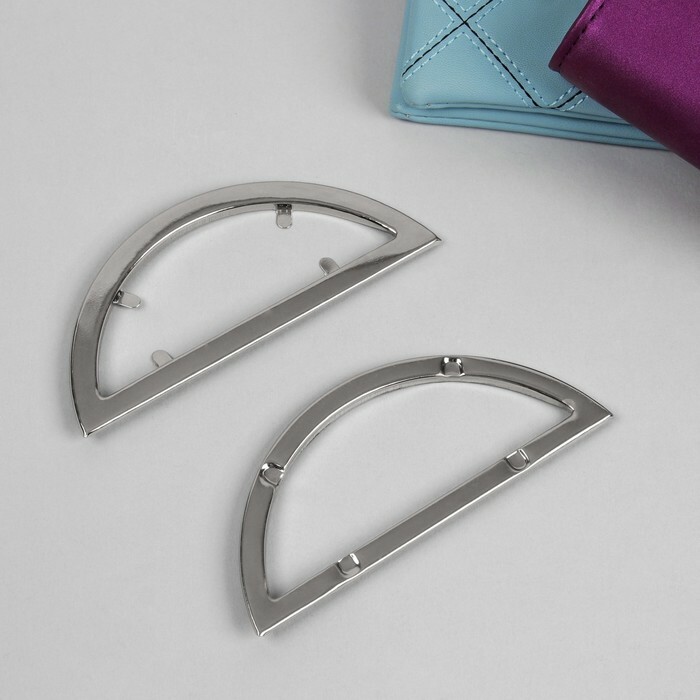 Metal bag handles, 2 pcs, 13 х 5.5 cm, silver color