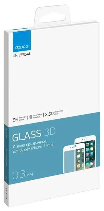 Deppa iPhone 7+ karkaistu lasi täysi 0,3 mm valkoinen