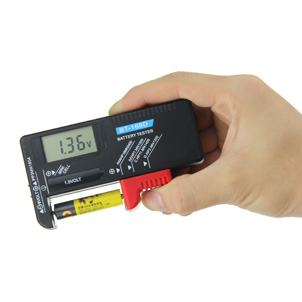 Verificador de voltagem digital universal de bateria para baterias de células de 9V 1.5V e AAAA Display LCD Kit de medição de testador de baterias