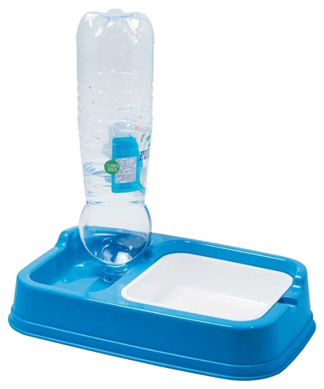 Georplast bebedor-bebedor automático para cães e gatos, embaixo de uma garrafa, azul