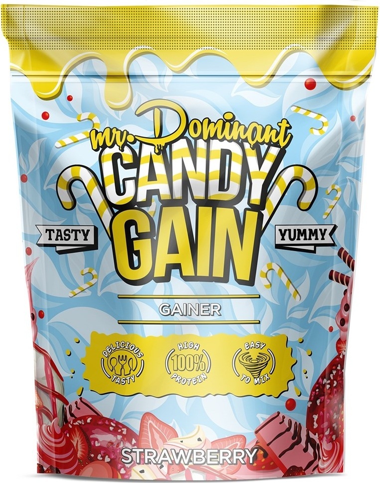 Gainer Mr. Domináns Candy Gain 1000 g Eper