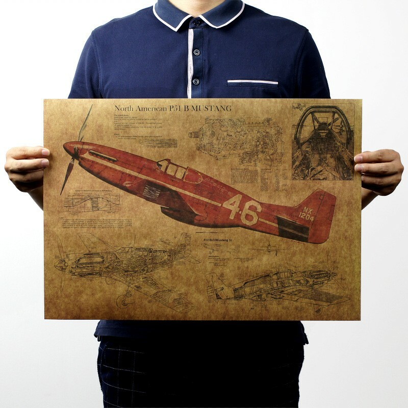 Vintage Wall Decal Sticker Poster Paper Fighter Airplane Poster Poster Wall Home Decals B