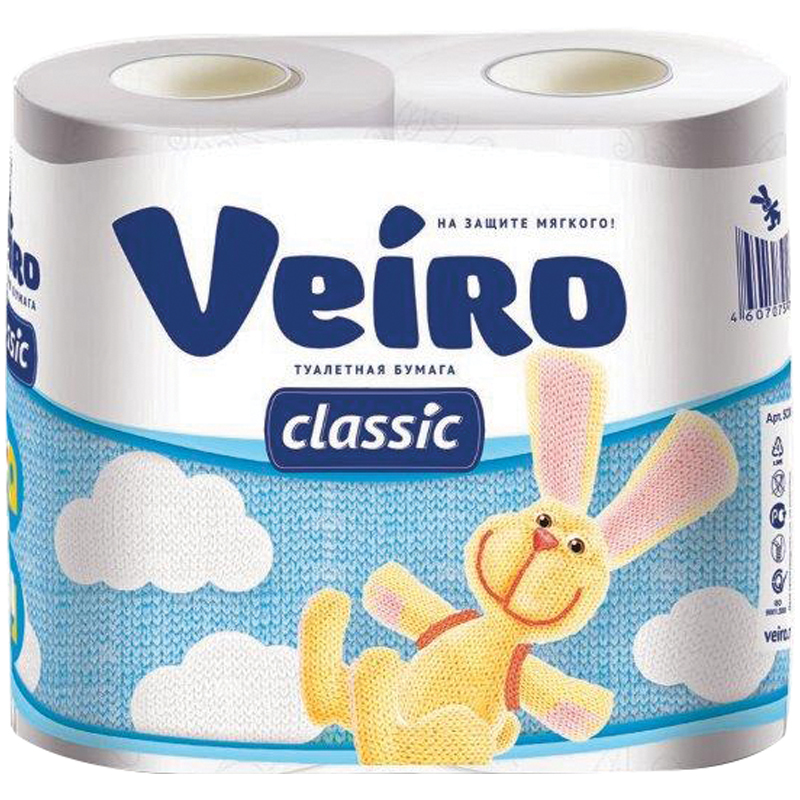Papier toaletowy Linia Veiro Classic 2 warstwy Biały (4szt)