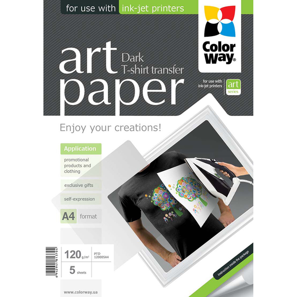 Paper ColorWay ART T-paidan siirto PTD120005A4 (tummat kankaat)