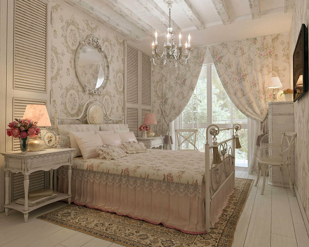 makuuhuone provence -tyyliin