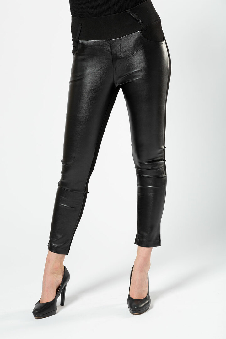 Dámské kalhoty Y.T.Q D6059-B to / z + textil + pásek (25, černý)