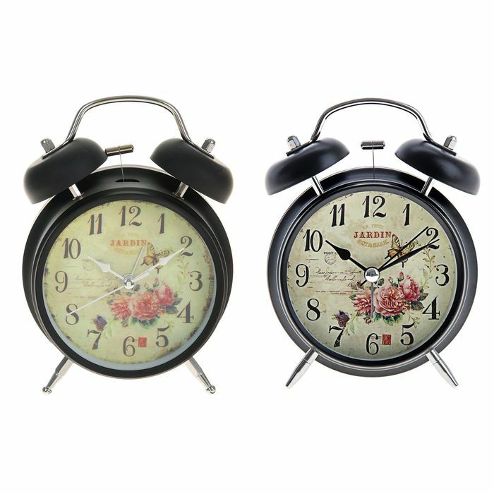 Alarm clock black with illumination, on the Jardin dial, 2 bells, hands are lit, mix