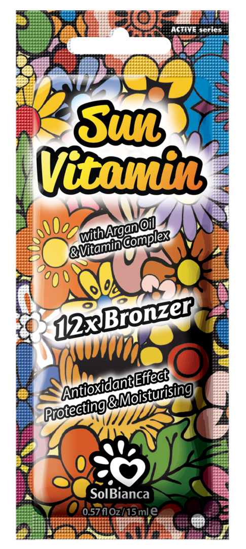 Grädde med arganolja, E -vitamin och bronzers för garvning i solarium / Sun Vitamin 15 ml