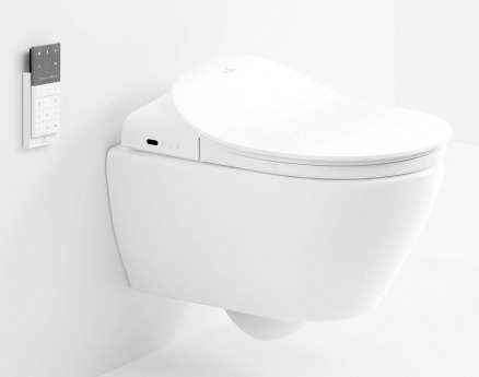 Toalett falra szerelhető elektronikus Villeroy # és # Boch Subway 2.0 5614 R5R1 keret nélküli csapszeggel, üléshuzat bidé funkcióval