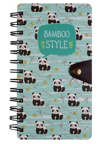 Panda bärbar fjäder i bambustil med knapp (196 sidor)