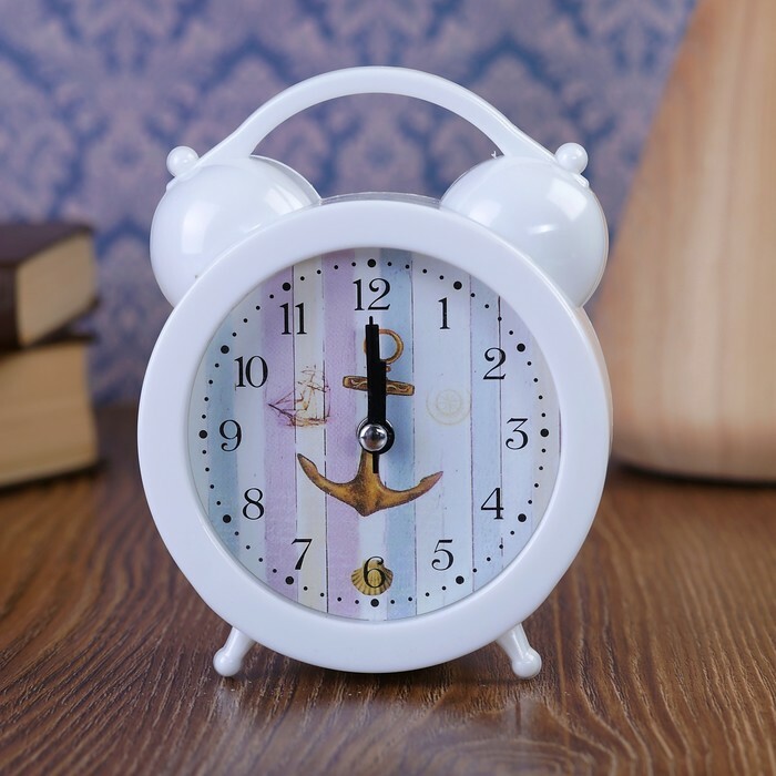 Despertador en forma de círculo de reloj despertador retro, tema marino, d = 10cm, mezcla