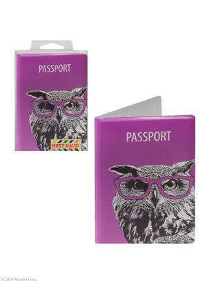 Funda de pasaporte Búho con gafas (caja de PVC)