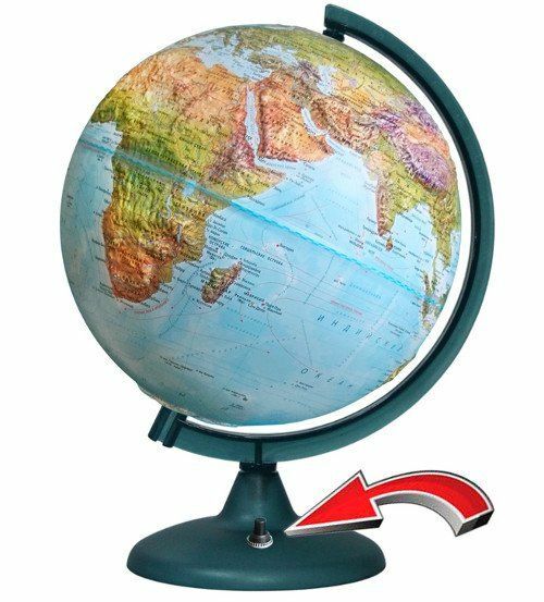 Globus fizyczno-polityczny, tłoczony, podwójna mapa, zasilany bateryjnie, 250 mm