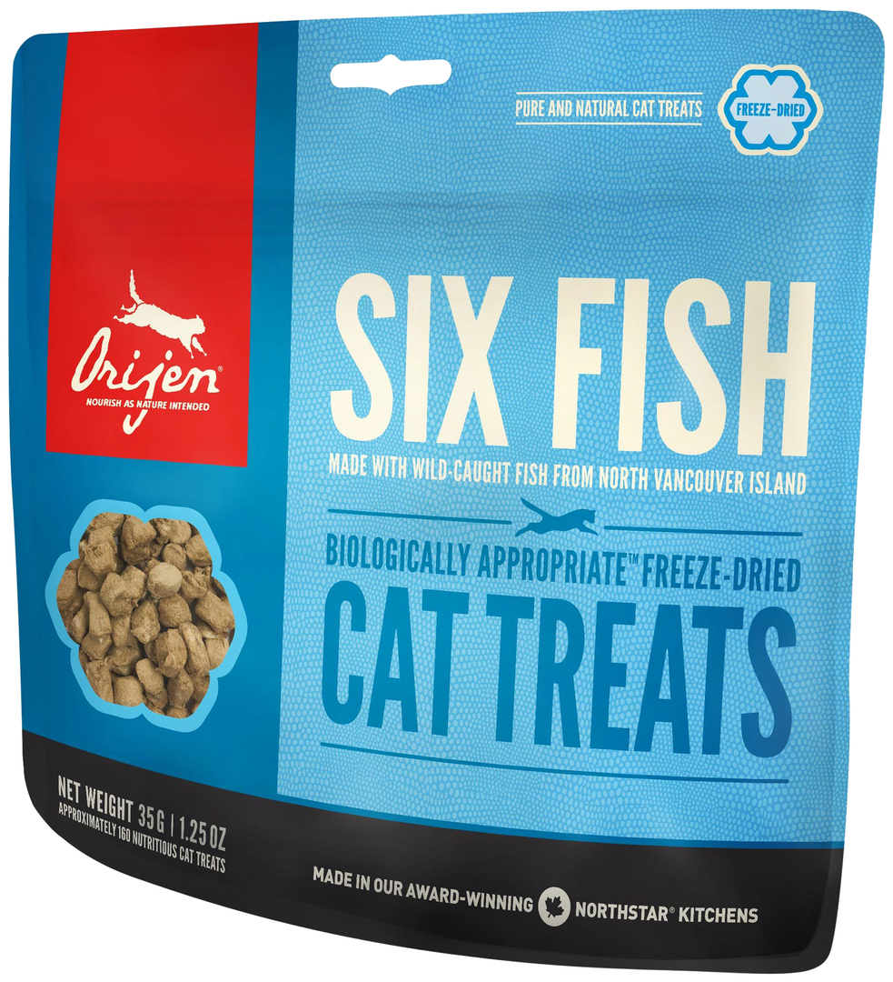 Orijen Six Fish frystorkat godis för katter, 35 g