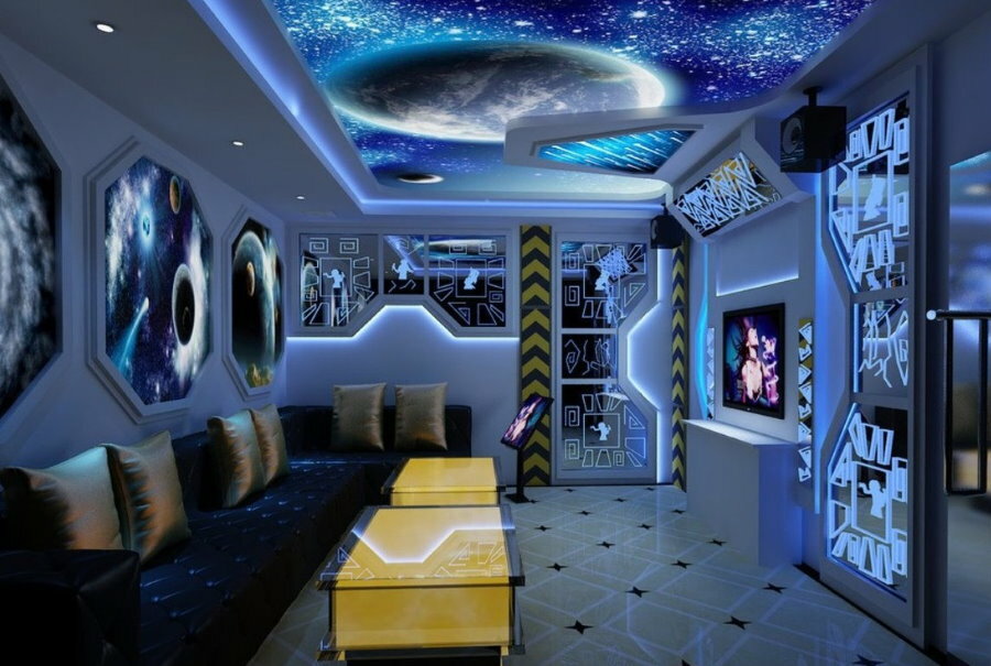 Design of a room for a schoolchild in a space theme