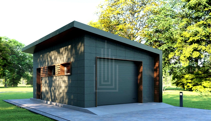 Shed roof garage for one car