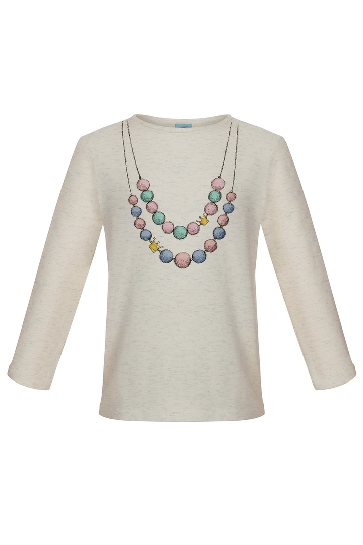 Beige long sleeve top with beads print