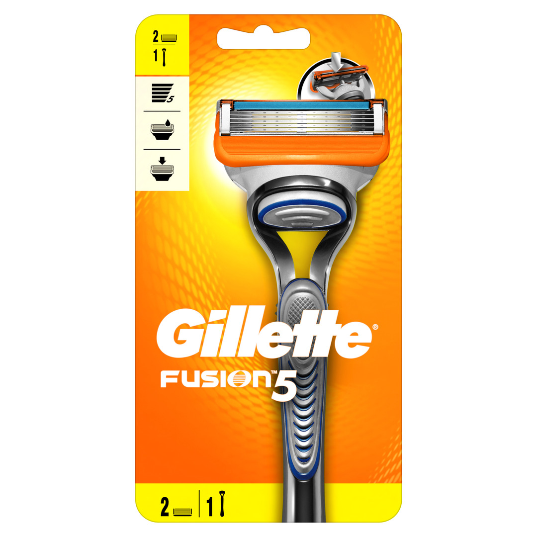 Gillette Fusion5 mænds barbermaskine med 2 udskiftningskassetter