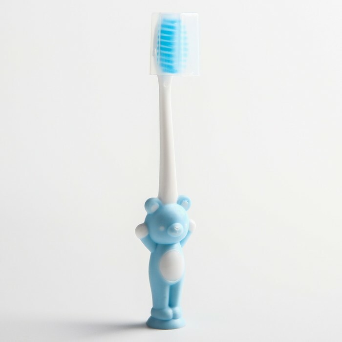 Cepillo de dientes para niños con ventosa, con capuchón protector, color MIX