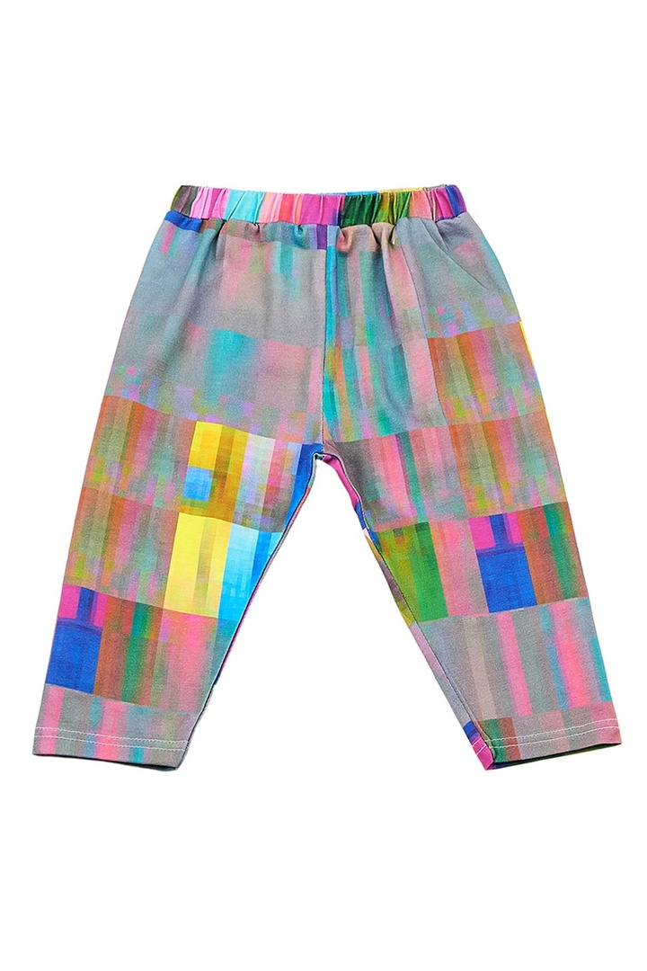Pantaloni multicolori con elastico in vita