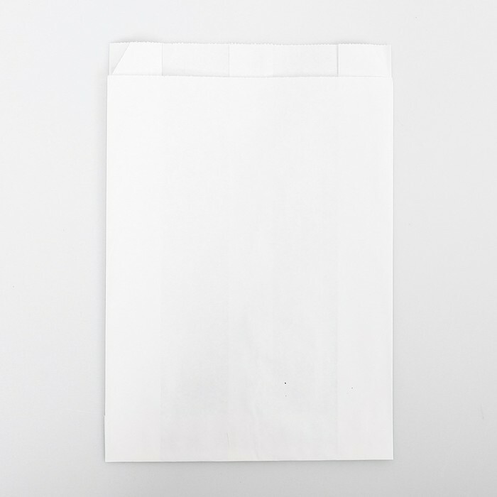 Pildījuma papīra maisiņš, balts, apakšdaļa V veida 25 x 17 x 7 cm
