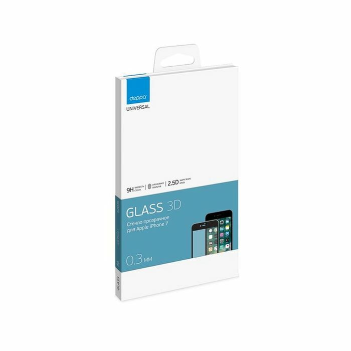 Vidro protetor DEPPA (62035) 3D para iPhone, 7 preto, 0,3 mm