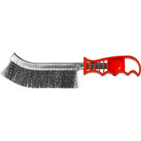 Hand brush with plastic handle Mirax, single row, twisted steel wire 0.3 mm